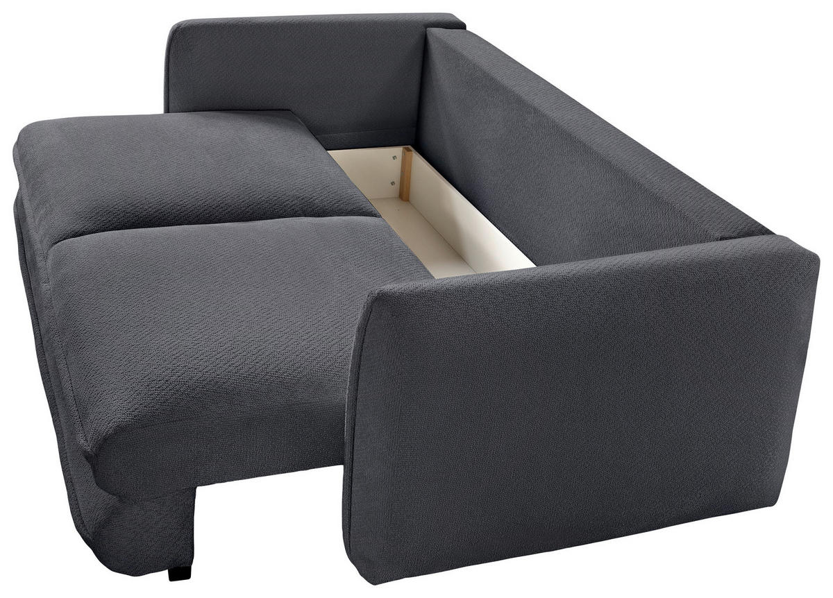 SCHLAFSOFA  mit Liegefunktion, Rücken echt Struktur Dunkelgrau  - Dunkelgrau/Schwarz, KONVENTIONELL, Kunststoff/Textil (237/94/117cm) - Carryhome