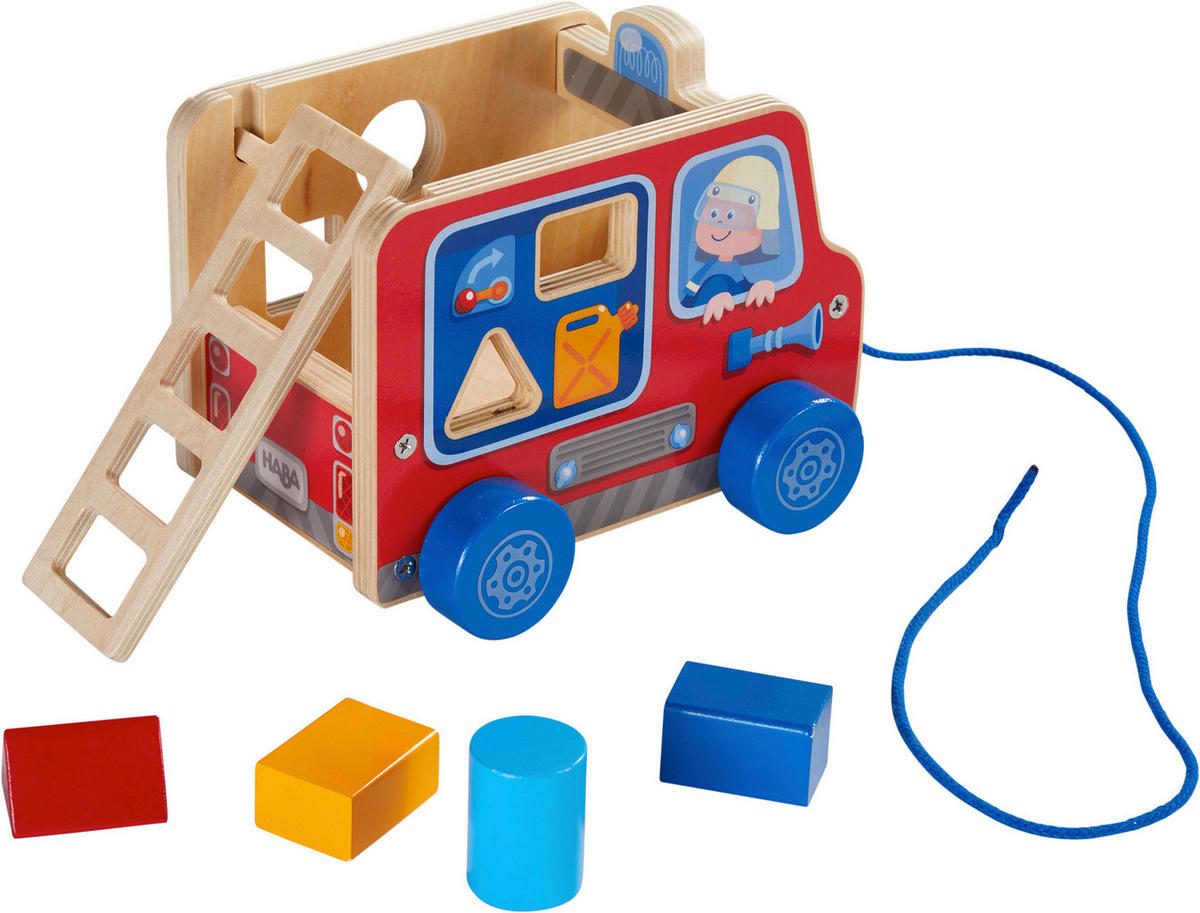 ZIEHFIGUR Feuerwehrauto  - Multicolor, Basics, Holz/Textil (14,5/17,5/15cm) - Haba