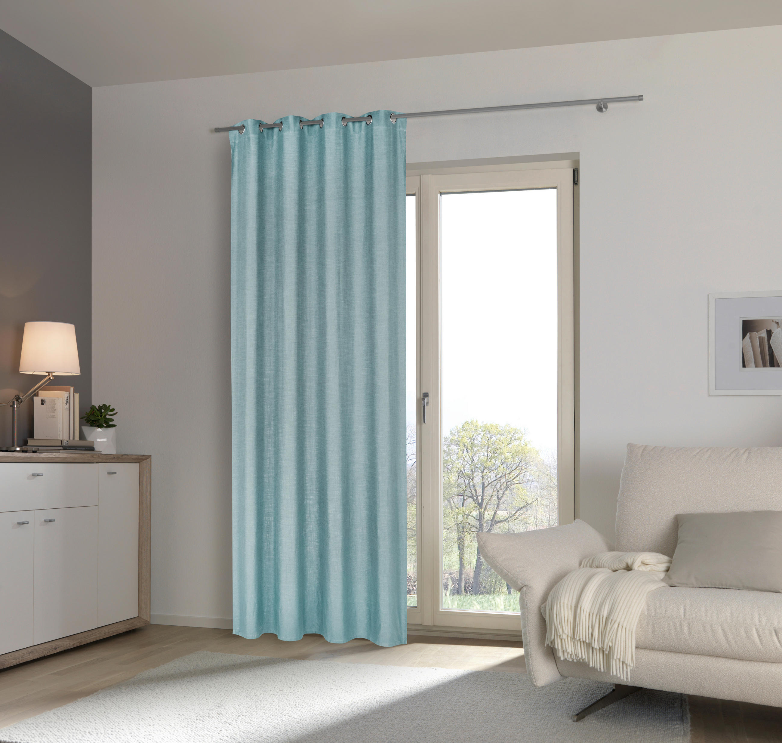 ZAVESA Z OBROČKI neprosojno 135/270 cm - zelena, Basics, tekstil (135/270cm) - Esposa