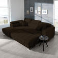 ECKSOFA in Mikrofaser Dunkelbraun  - Chromfarben/Dunkelbraun, Design, Textil/Metall (207/301cm) - Xora