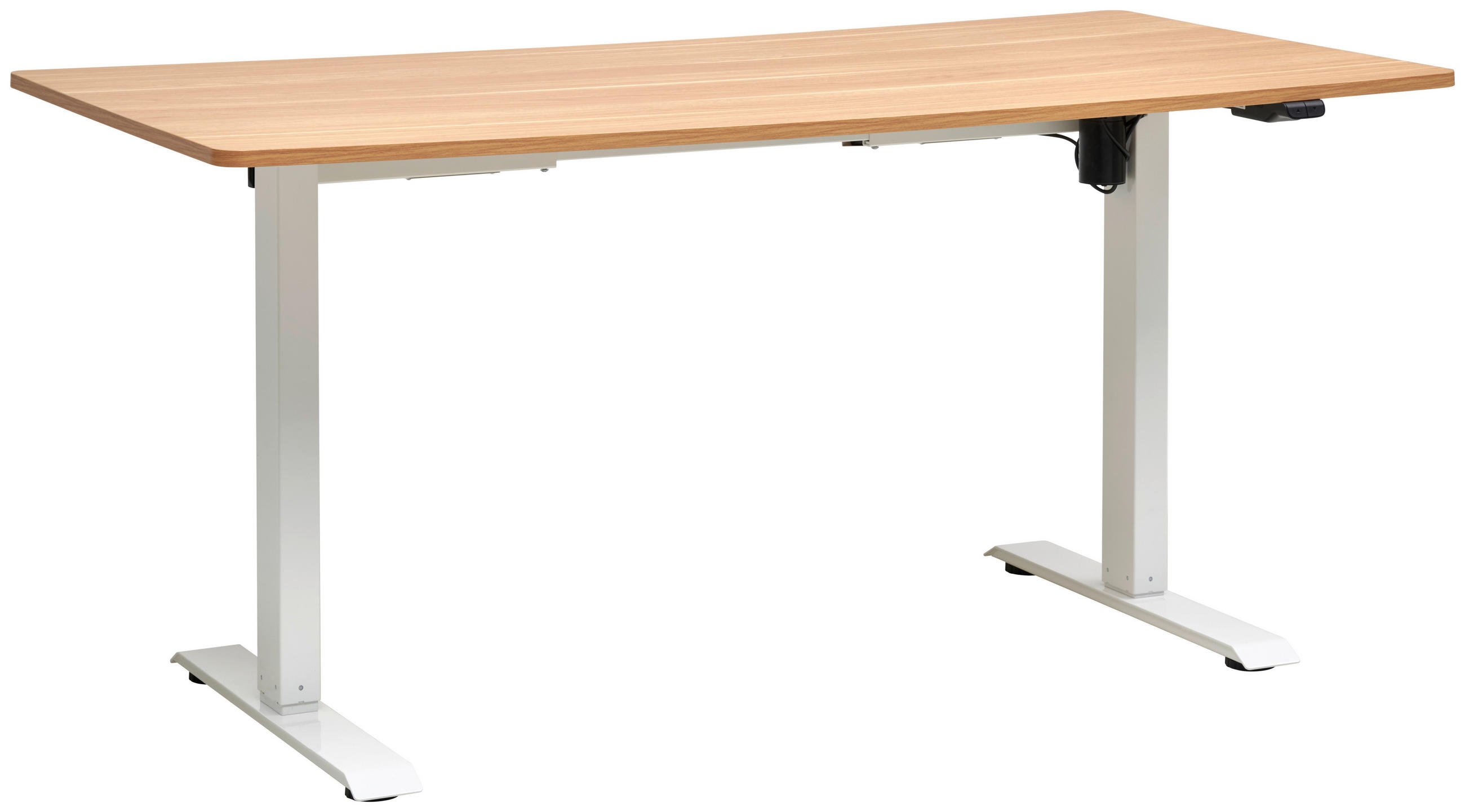 SCHREIBTISCH  in Weiß, Eichefarben  - Eichefarben/Weiß, MODERN, Holzwerkstoff/Metall (160/73-123/80cm) - Livetastic