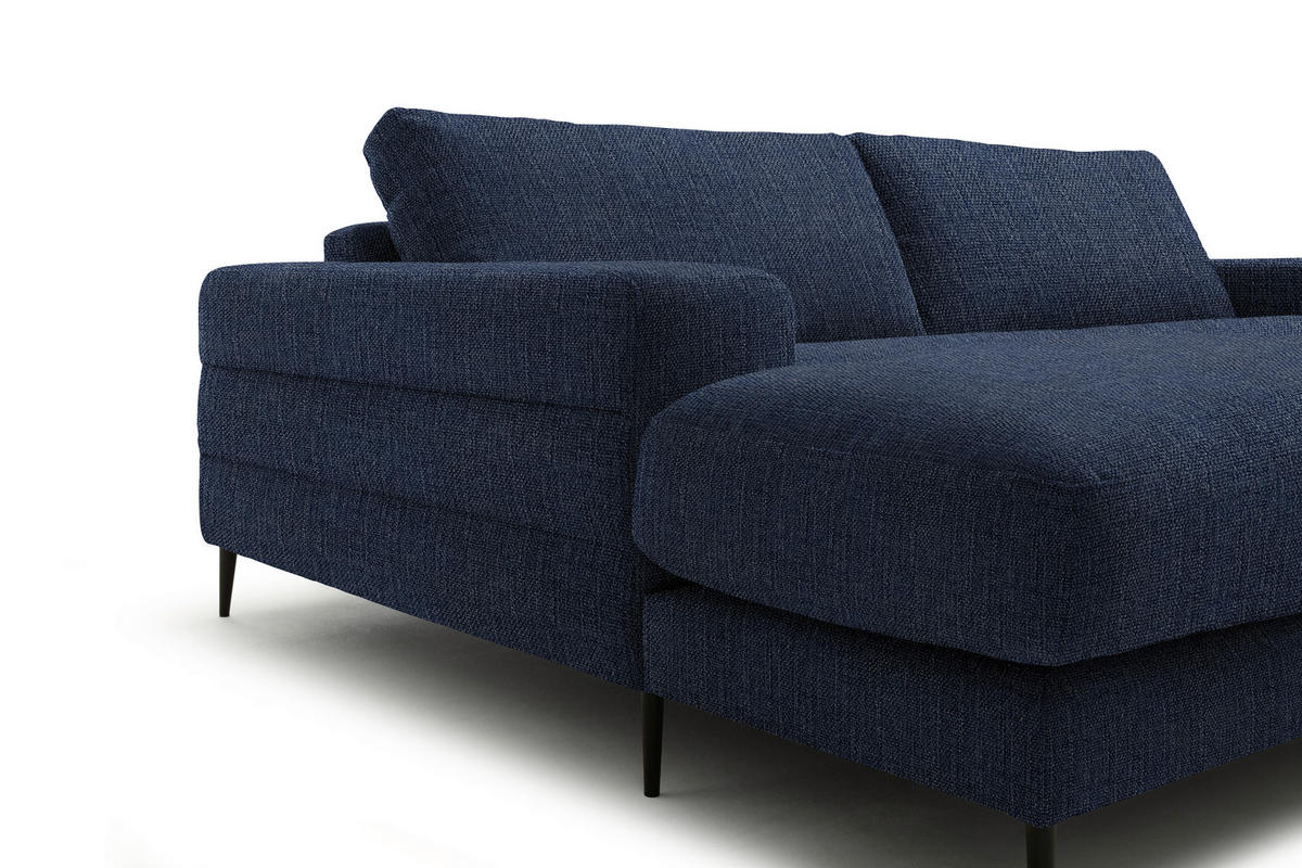 ECKSOFA in Flachgewebe Dunkelblau  177/253 cm  - Schwarz/Dunkelblau, Design, Textil/Metall (177/253cm) - Dieter Knoll