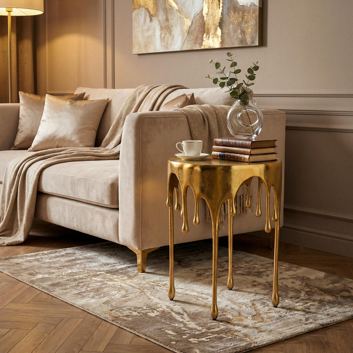 BEISTELLTISCH 43/43/56 cm Goldfarben rund  - Goldfarben, Design, Metall (43/43/56cm) - Livetastic