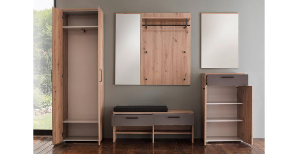 GARDEROBE 7-teilig in 260/200/38 cm - Eichefarben/Braun, KONVENTIONELL, Holzwerkstoff (260/200/38cm) - Moderano