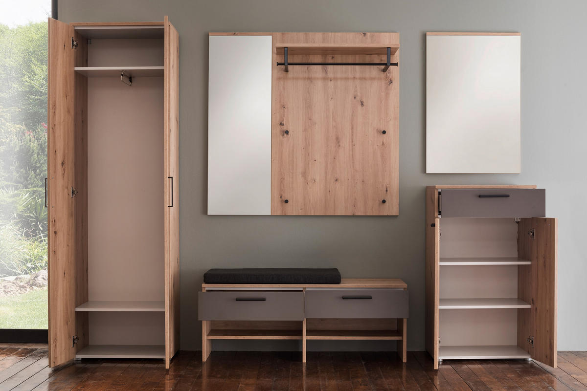 GARDEROBE 7-teilig  in 260/200/38 cm  - Eichefarben/Braun, KONVENTIONELL, Holzwerkstoff (260/200/38cm) - Moderano