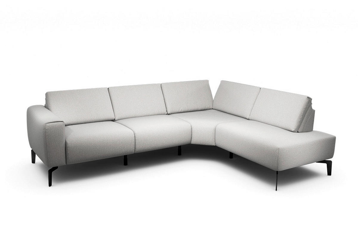 ECKSOFA Cosy Hellgrau Samt  - Hellgrau/Schwarz, Design, Textil/Metall (256/193cm) - SENSOO