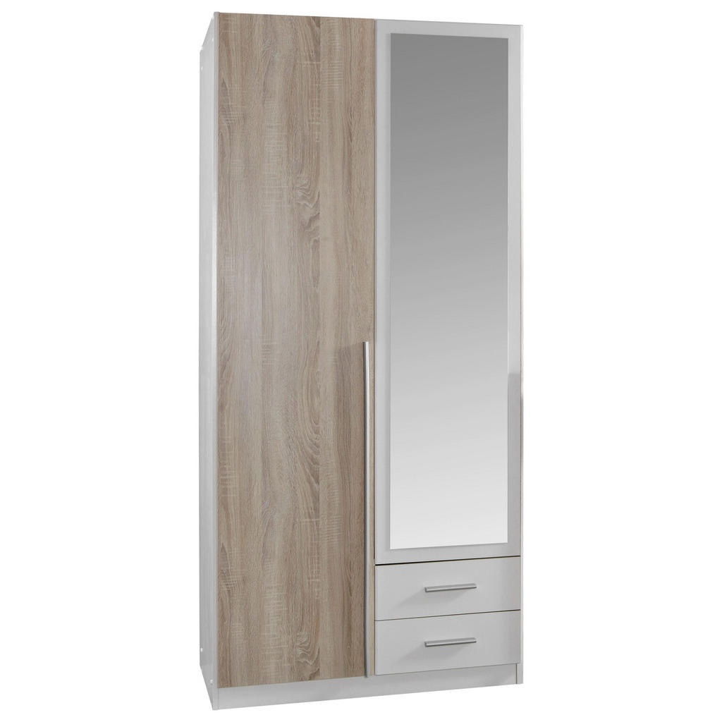 Drehtürenschrank In Eichefarben, Weiß Drehtürenschrank In Eichefarben, Weiß