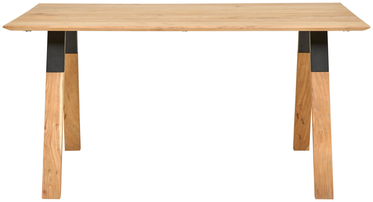 JEDÁLENSKÝ STÔL, akácia, prírodná farba, 160/76/90 cm - čierna/prírodná farba, Modern, kov/drevo (160/76/90cm) - Livetastic