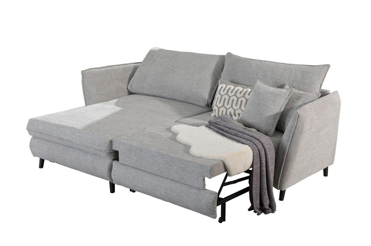 HÖRNSOFFA i struktur grå  - svart/grå, Design, trä/textil (245/161cm) - Livetastic