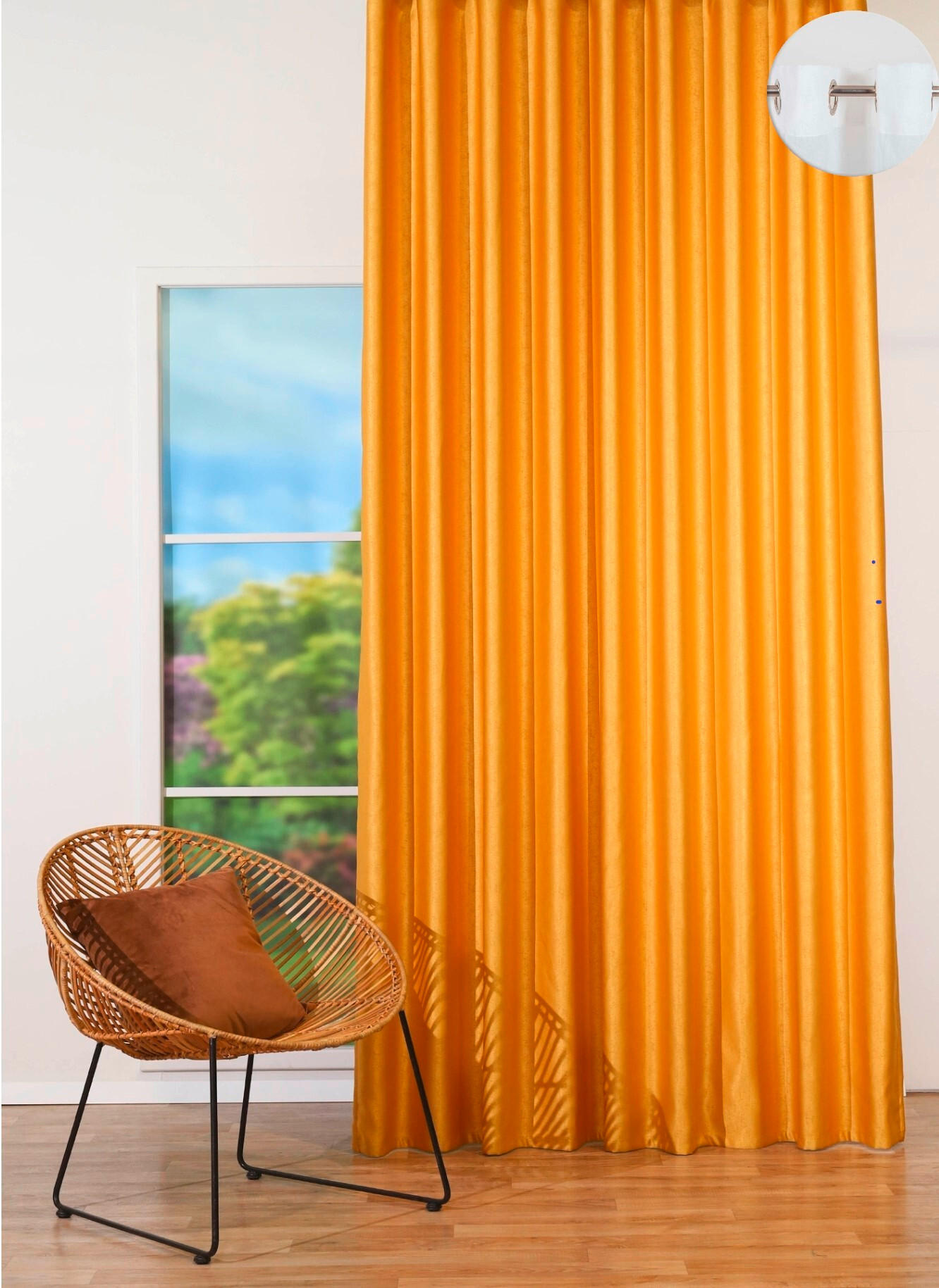 DRAPERIE CONFECțIONATĂ black-out (nu permite trecerea luminii)  - galben muștar, Basics, textil (24/31/4cm)