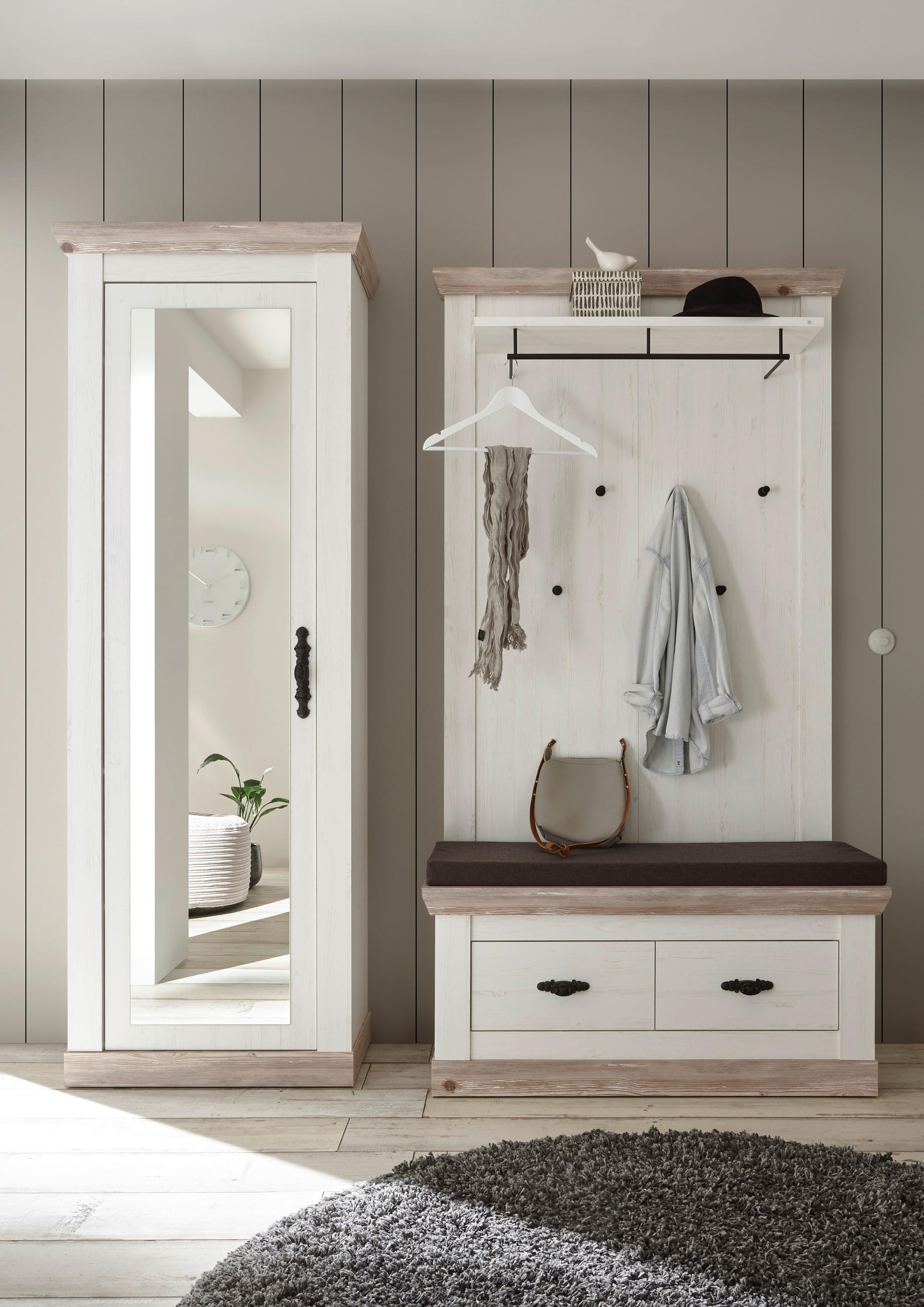 GARDEROBE 3-teilig  in 190/201/45 cm  - Hellbraun/Pinienfarben, Design, Holzwerkstoff (190/201/45cm) - MID.YOU