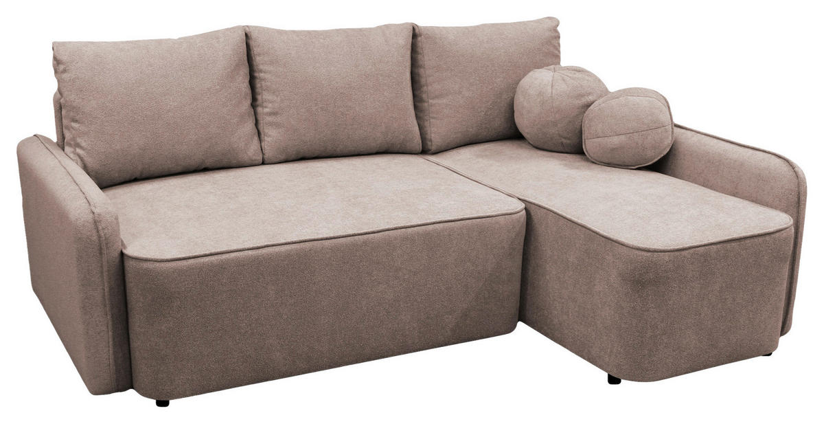 ECKSOFA in Struktur, Bouclé Rosa  - Schwarz/Rosa, Design, Kunststoff/Textil (209/143cm) - MID.YOU