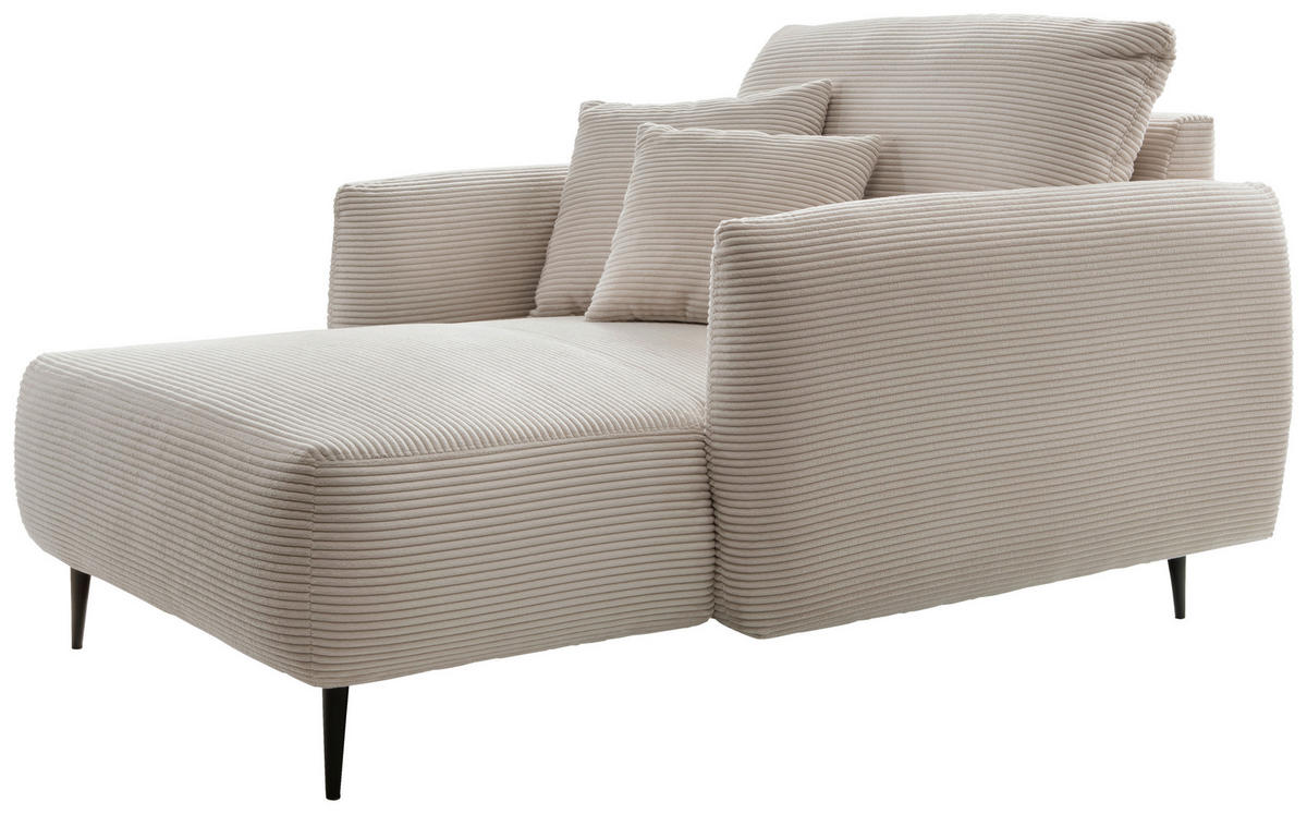XXL-SESSEL Cord Beige    - Beige/Schwarz, Design, Textil/Metall (112/95/158cm) - Livetastic