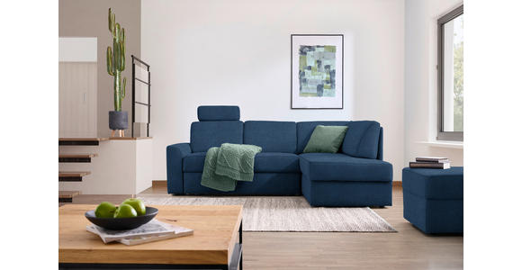 ECKSOFA in Webstoff Dunkelblau  - Schwarz/Dunkelblau, KONVENTIONELL, Kunststoff/Textil (224/165cm) - Xora