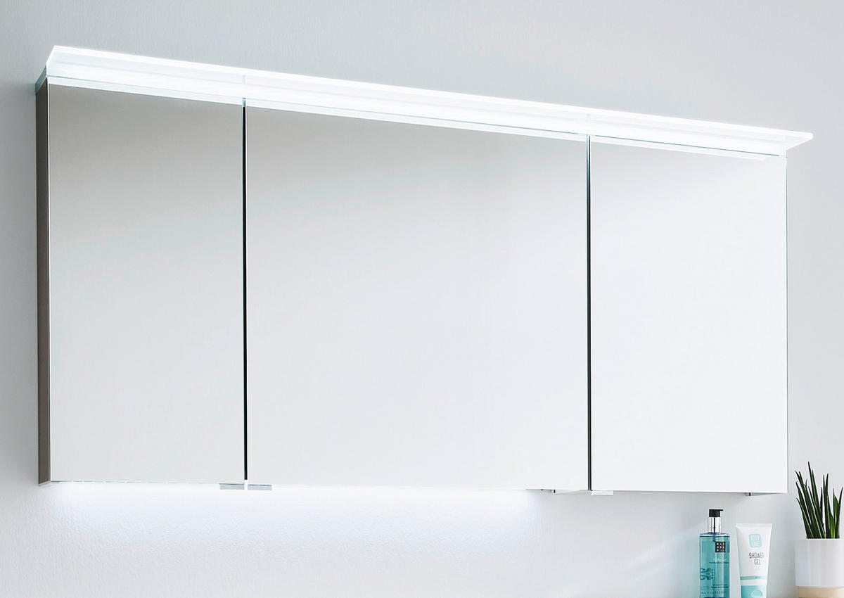 SPIEGELSCHRANK 130/66/15 cm  - Chromfarben/Grau, Design, Glas/Holzwerkstoff (130/66/15cm) - Dieter Knoll