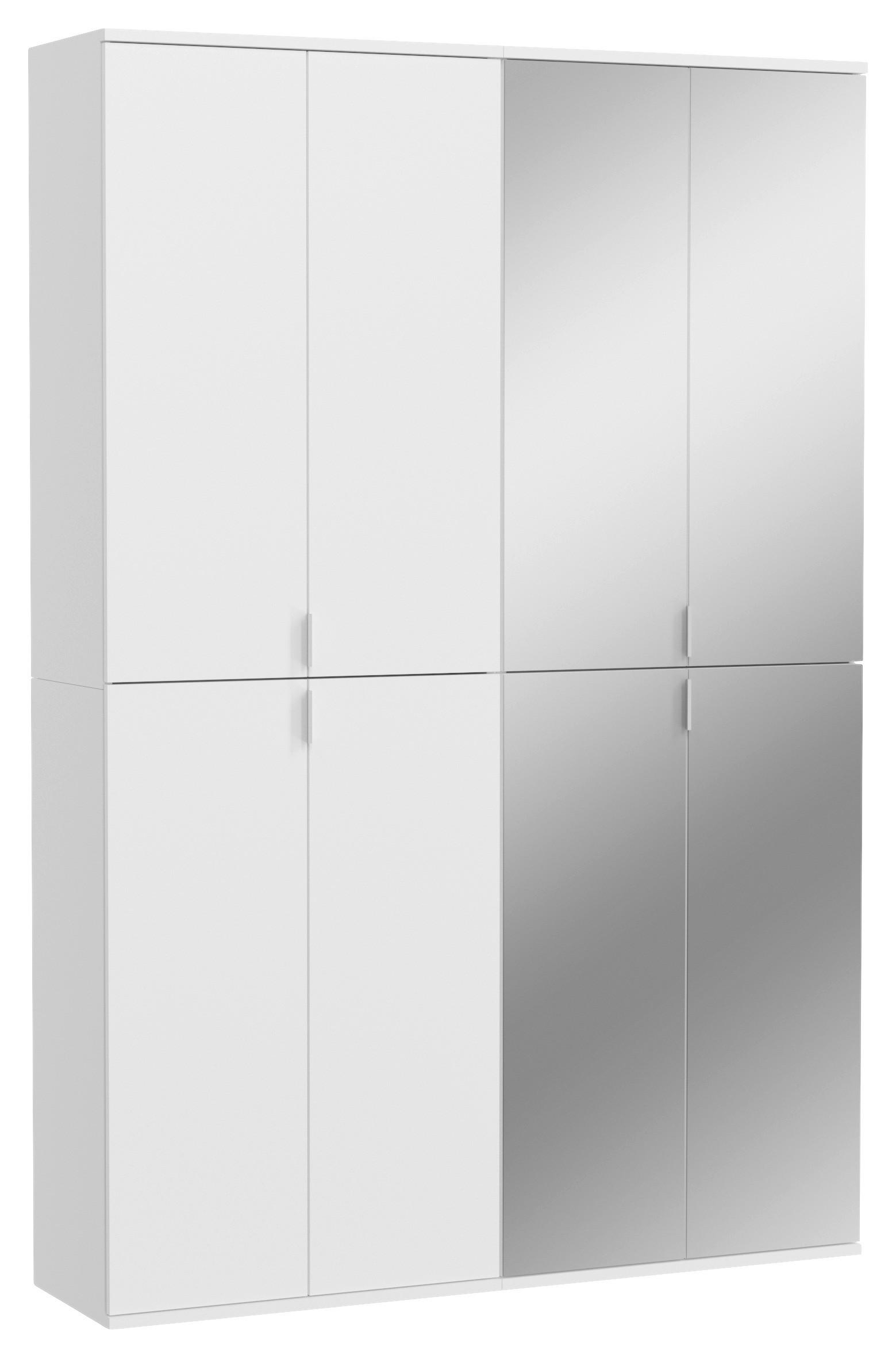 NYÍLÓAJTÓS SZEKRÉNY fehér  - krómszínű/magasfényű fehér, Modern, faalapú anyag/fém (122/193/34cm) - MID.YOU