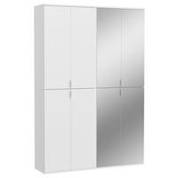 DREHTÜRENSCHRANK 122/193/34 cm,  in Weiß, 8 Tür(en)  - Chromfarben/Weiß Hochglanz, MODERN, Holzwerkstoff/Metall (122/193/34cm) - MID.YOU