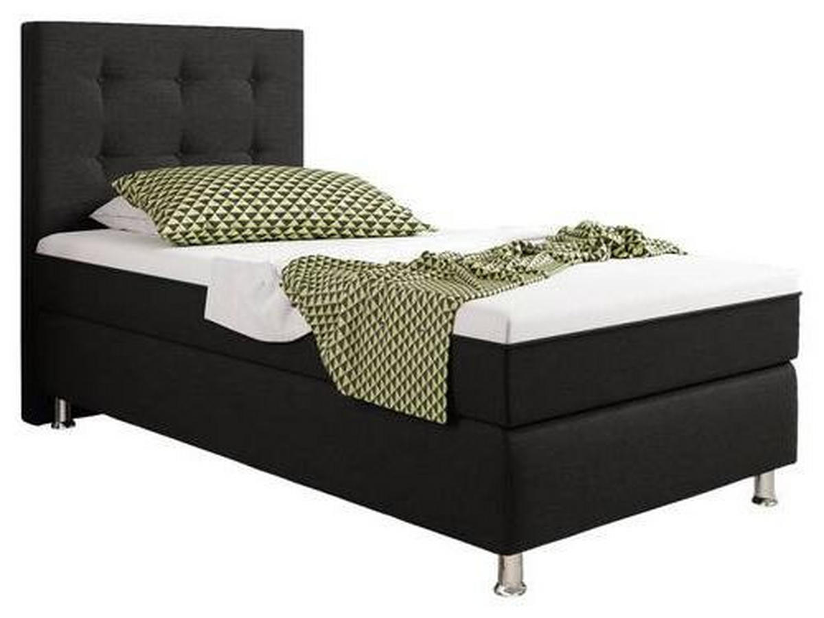 BOXSPRINGBETT 90/200 cm  in Schwarz  - Silberfarben/Schwarz, KONVENTIONELL, Textil/Metall (90/200cm) - MID.YOU