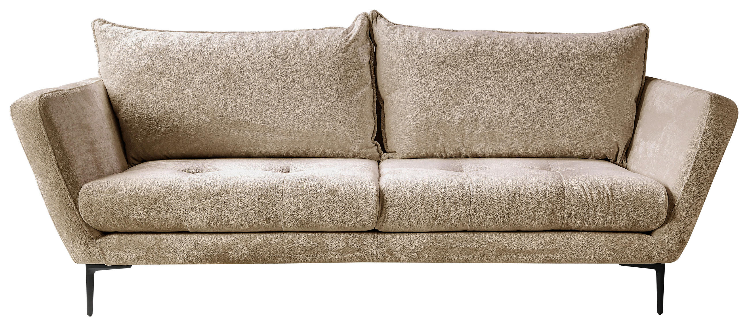 SOFA Velours Beige  - Beige/Schwarz, Design, Textil/Metall (225/86/95cm) - MID.YOU