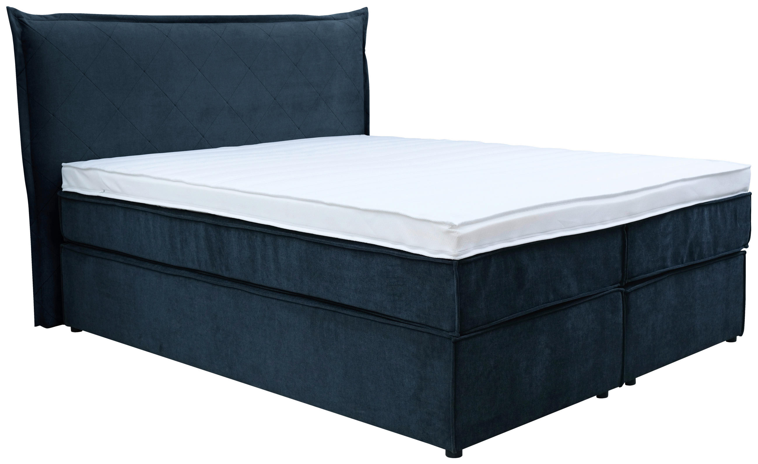 BOXSPRINGBETT 180/200 cm  in Dunkelblau  - Schwarz/Dunkelblau, KONVENTIONELL, Kunststoff/Textil (180/200cm) - Boxxx