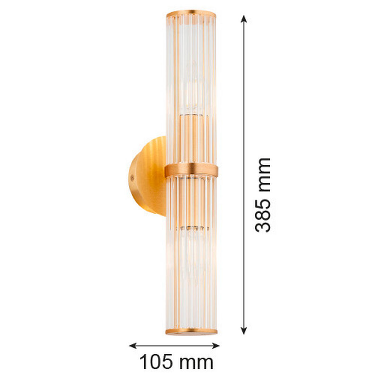 WANDLEUCHTE Hampton 10,5/10/38,5 cm  - Transparent/Messingfarben, KONVENTIONELL, Glas/Metall (10,5/10/38,5cm)