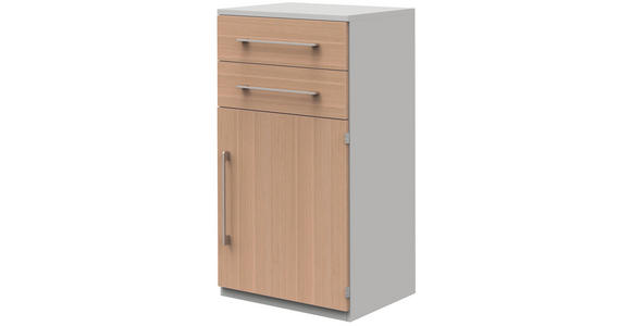 AKTENSCHRANK Eichefarben, Hellgrau - Eichefarben/Hellgrau, Design, Holzwerkstoff (60/111,7/43cm) - Moderano