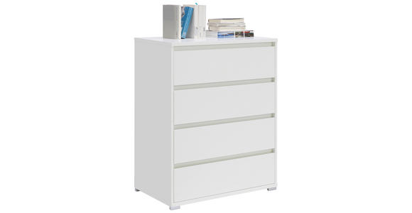 KOMMODE , 80/103/48 cm, 4 Schublade(n)  - Silberfarben/Weiß, Design, Holzwerkstoff/Kunststoff (80/103/48cm) - Carryhome