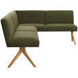 ECKBANK 238/172 cm Webstoff Grün Eiche vollmassiv   - Eichefarben/Grün, KONVENTIONELL, Holz/Textil (238/172cm) - Linea Natura