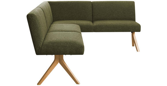 ECKBANK 238/172 cm Webstoff Grün Eiche vollmassiv   - Eichefarben/Grün, KONVENTIONELL, Holz/Textil (238/172cm) - Linea Natura
