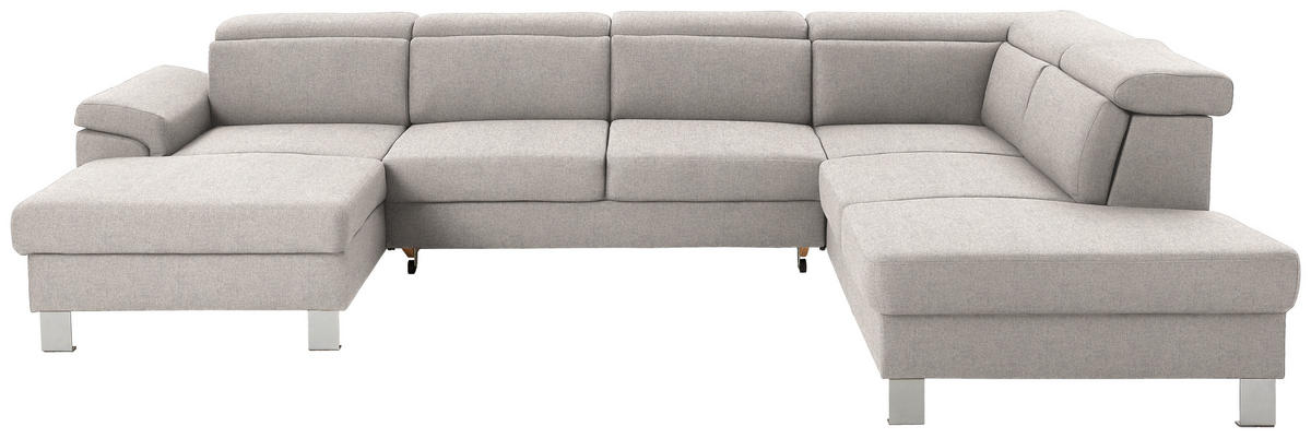 WOHNLANDSCHAFT in Webstoff Ecru  - Ecru/Silberfarben, Design, Textil/Metall (168/320/226cm) - Xora