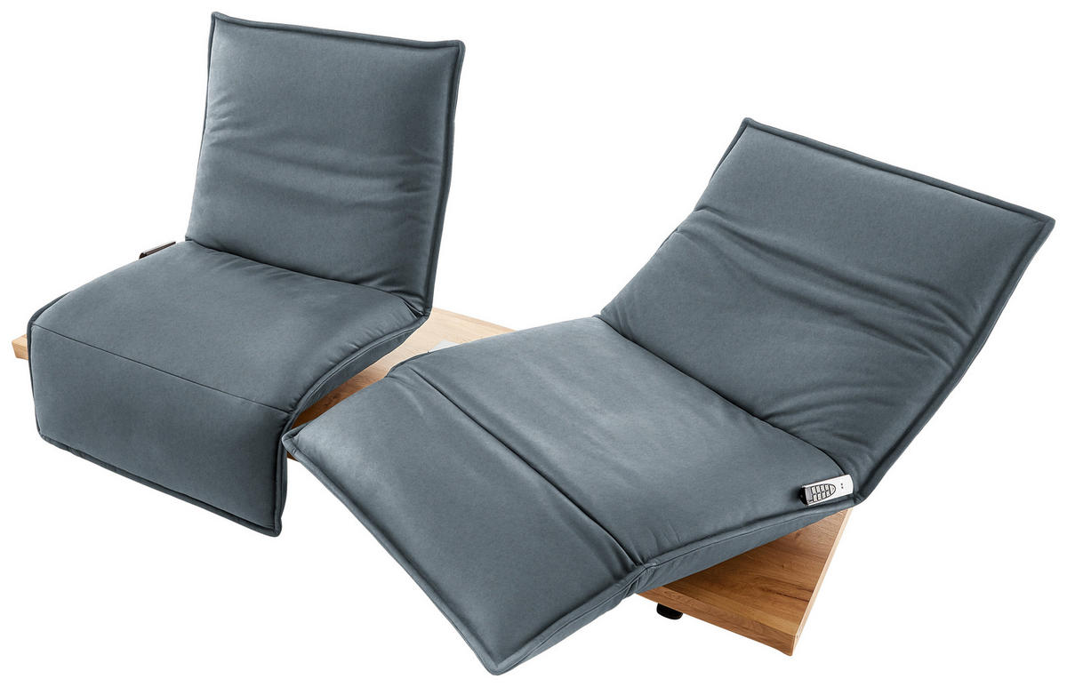 2-SITZER-SOFA in Leder Blau  - Blau/Eichefarben, Natur, Leder/Holz (240/63/115cm) - Koinor