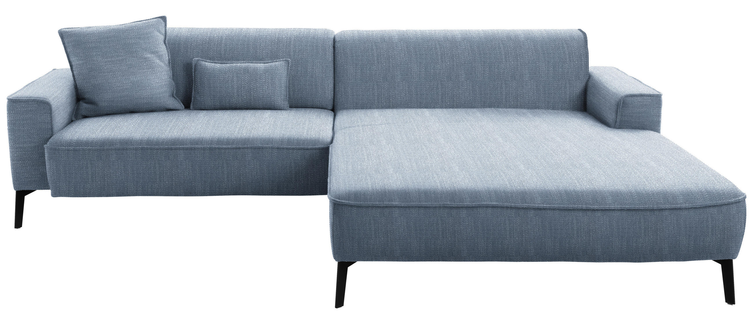 ECKSOFA in Flachgewebe Blau  285/190 cm  - Blau/Schwarz, Design, Textil/Metall (285/190cm) - Johann Jakob