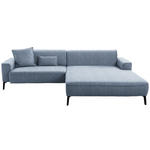 ECKSOFA in Flachgewebe Blau  285/190 cm  - Blau/Schwarz, Design, Textil/Metall (285/190cm) - Johann Jakob