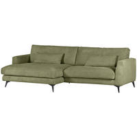ECKSOFA in Cord Olivgrün  - Schwarz/Olivgrün, Lifestyle, Textil/Metall (140/270cm) - Livetastic