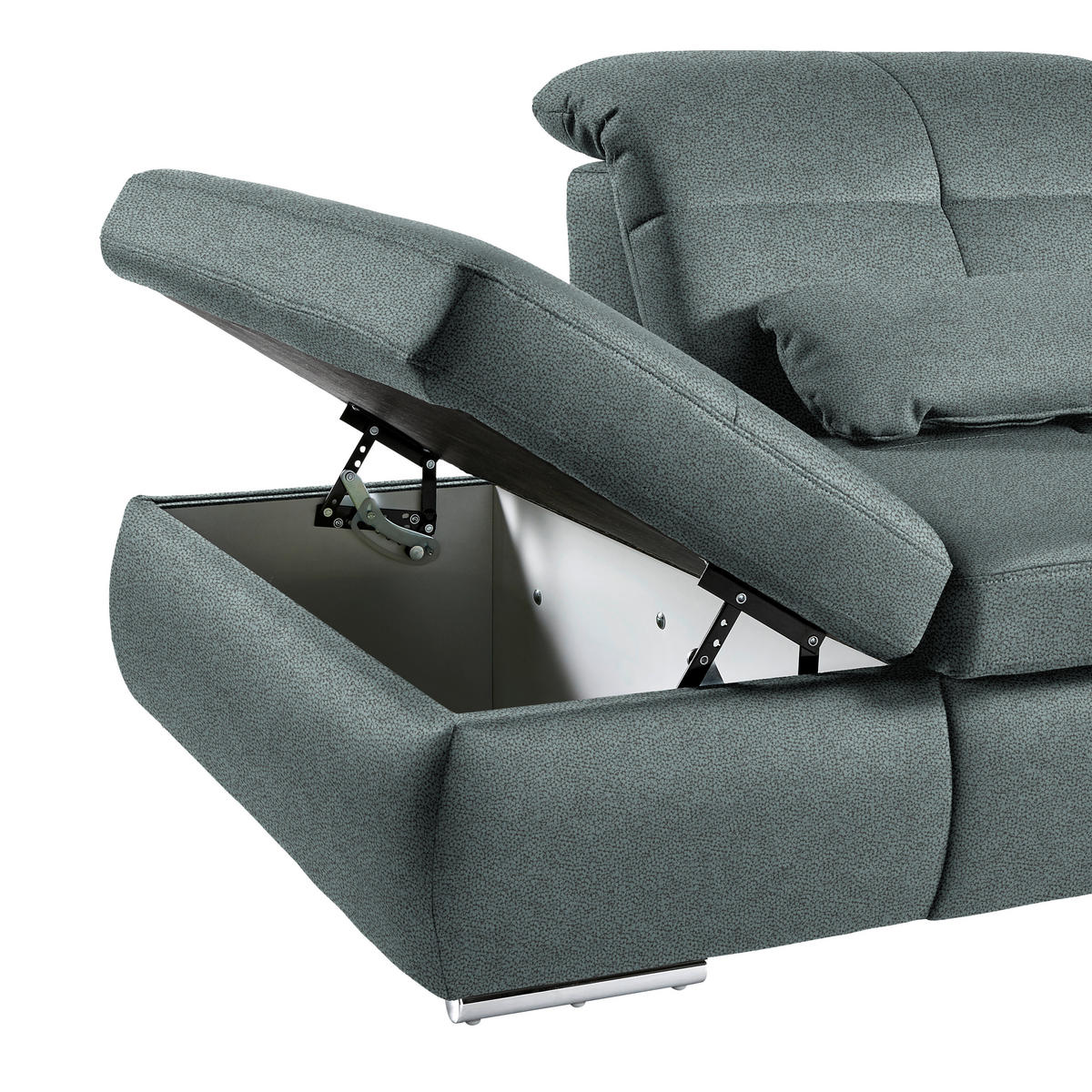 WOHNLANDSCHAFT  in Mikrofaser Blaugrau  - Chromfarben/Blaugrau, Design, Holzwerkstoff/Textil (260/371/195cm) - Beldomo Style