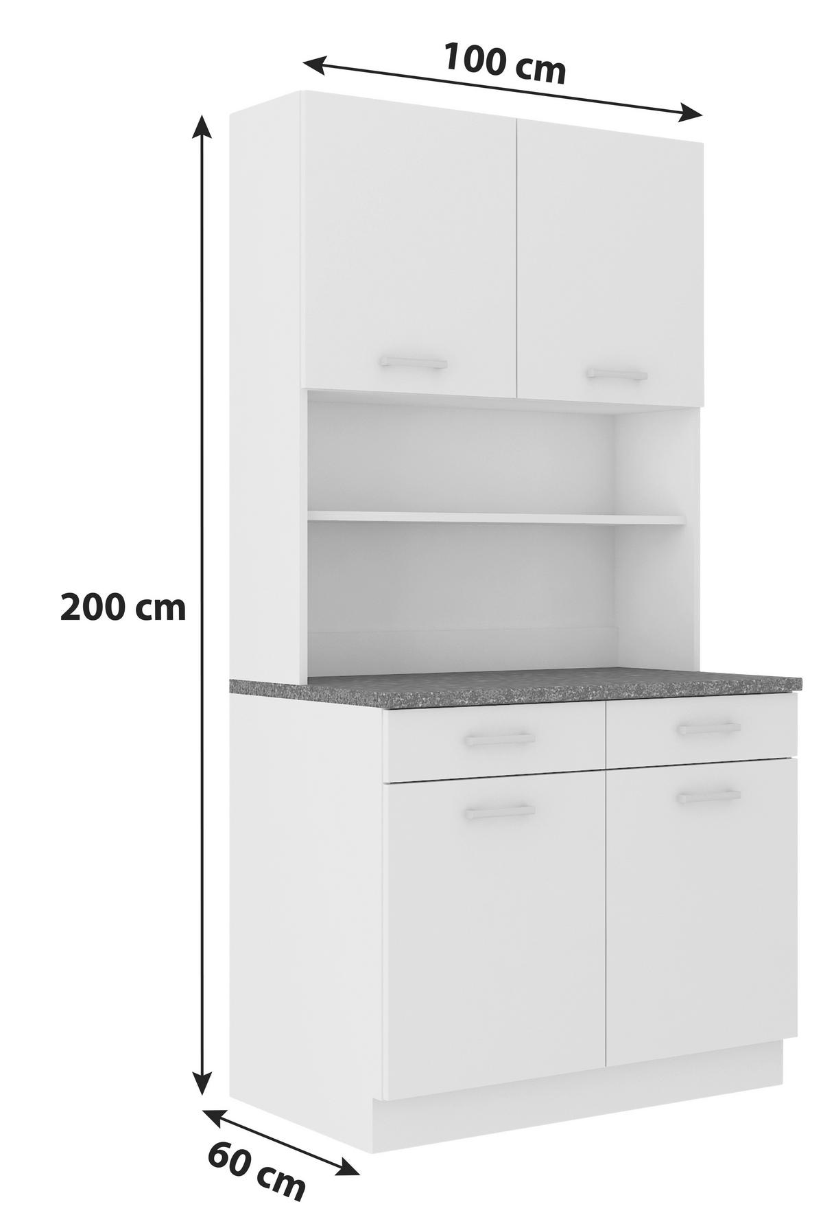 PRÍBORNÍK S VITRÍNOU, grafitová, biela, 100/200/60 cm - biela/grafitová, Konventionell, kompozitné drevo/plast (100/200/60cm)