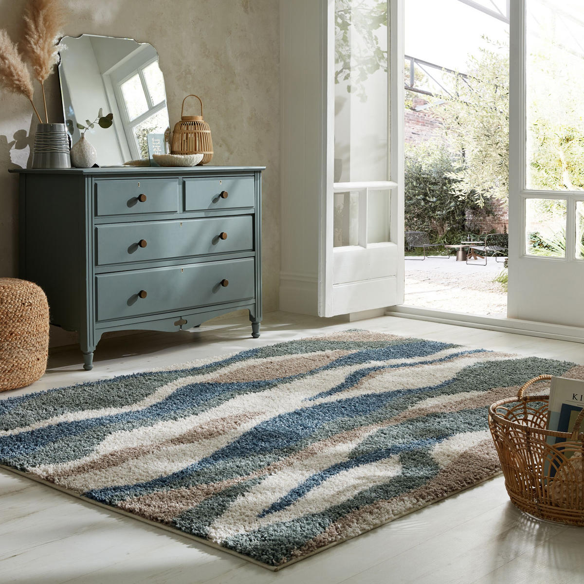 TEPPICH Wellenmuster Berber-Stil robust MERSEY BELLA, Türkis 200x290 cm - Türkis, Textil (200/290cm) - KADIMA DESIGN