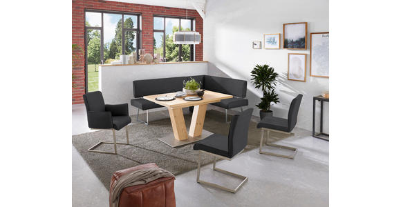 ECKBANK 196/137 cm  in Schwarz, Edelstahlfarben  - Edelstahlfarben/Schwarz, Design, Textil/Metall (196/137cm) - Dieter Knoll