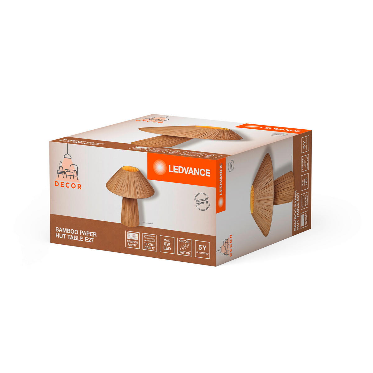 TISCHLEUCHTE 40/40,5 cm   - Braun, Natur, Naturmaterialien/Metall (40/40,5cm) - Ledvance