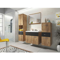 BADEZIMMER 5-teilig 120 cm  - Kastanieneichefarben/Weiss, Lifestyle, Naturmaterialien/Holzwerkstoff (120cm) - P & B
