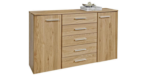 SIDEBOARD Eiche teilmassiv Eichefarben Einlegeböden  - Eichefarben/Alufarben, KONVENTIONELL, Holz/Holzwerkstoff (141/86/36cm) - Dieter Knoll