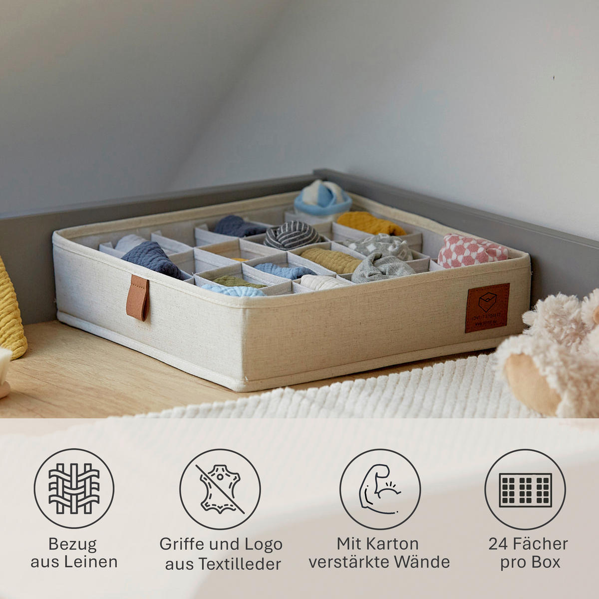 ORGANIZER  - Beige, Basics, Karton/Textil (30/30/8cm) - Store It