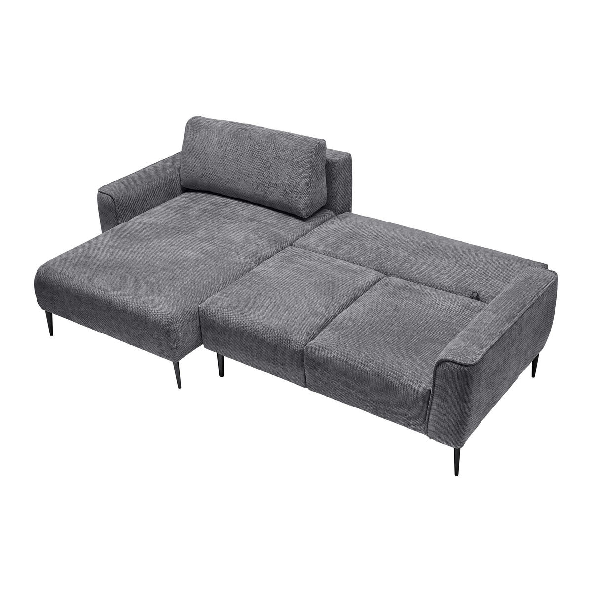 ECKSOFA in Webstoff Anthrazit  - Anthrazit/Schwarz, Modern, Textil/Metall (164/255cm) - MID.YOU