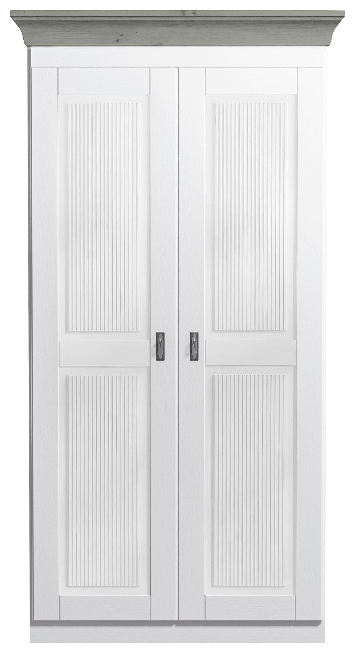 DREHTÜRENSCHRANK 108/210/64 cm,  in Grau, Weiß, 2-türig  - Weiß/Grau, ROMANTIK / LANDHAUS, Holz/Holzwerkstoff (108/210/64cm) - Boxxx