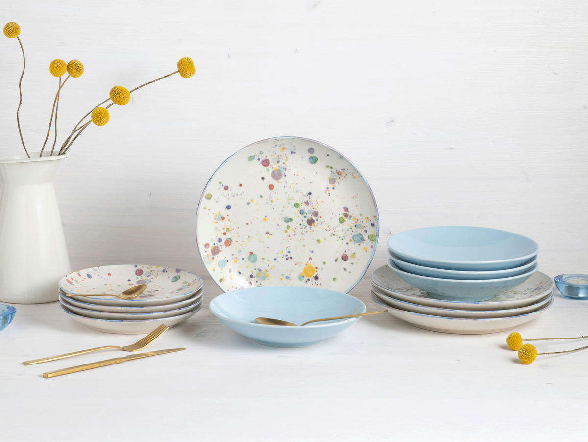 SERVIS Candy Drops 12 delar  - vit/ljusblå, Basics, keramik - Creatable