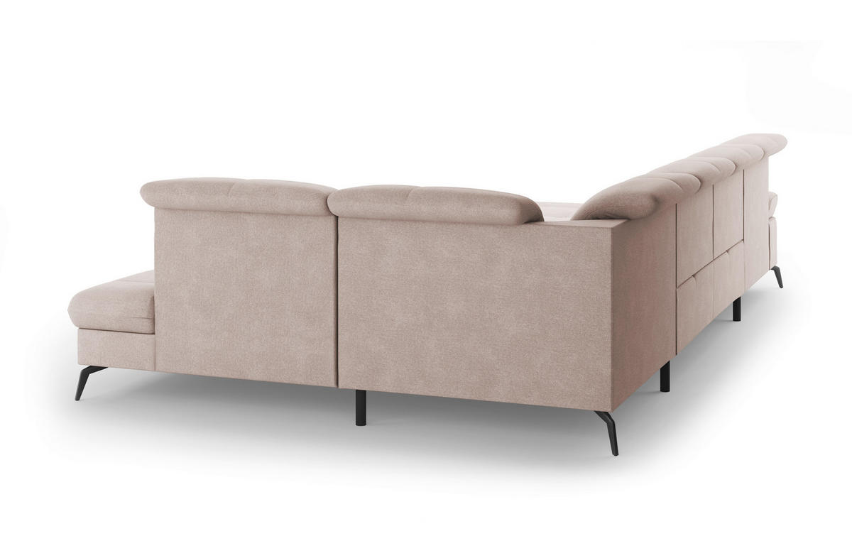 WOHNLANDSCHAFT in Flachgewebe Greige  - Greige/Schwarz, Konventionell, Textil/Metall (185/357/231cm) - Sit & More