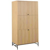 OMARA S KLASIČNIMI VRATI, furnirano hrast naravne barve, črna  - črna/naravne barve, Design, kovina/leseni material (99/200/60cm) - MID.YOU
