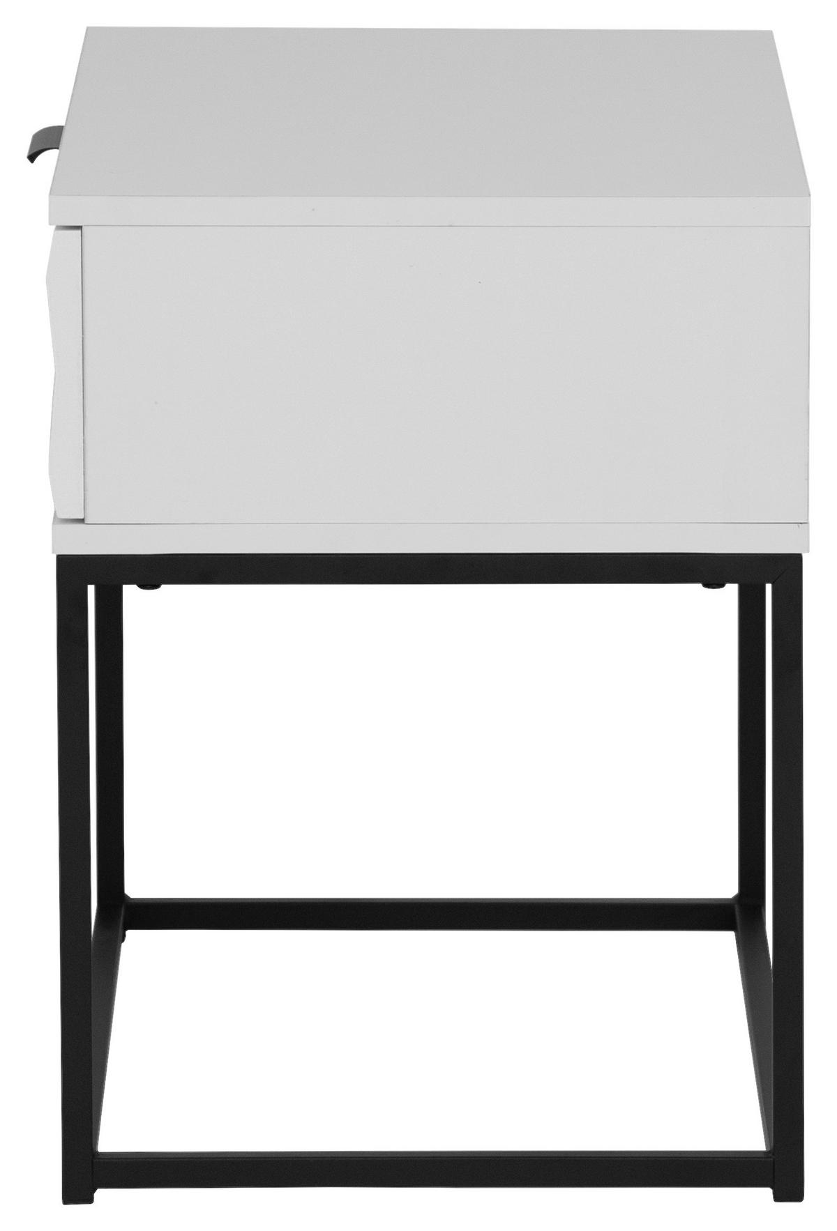 NACHTSCHRANK 59,5/52/38,5 cm  - Schwarz/Weiß, KONVENTIONELL, Holzwerkstoff/Metall (59,5/52/38,5cm) - Boxxx