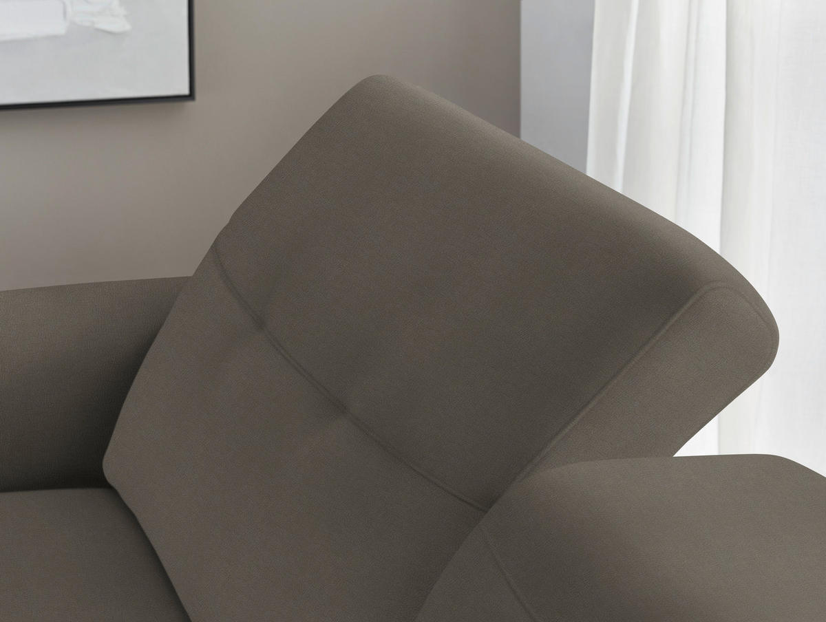 ECKSOFA in Echtleder Graubraun  - Eichefarben/Graubraun, Design, Leder/Holz (163/305cm) - Novel