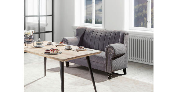 2-SITZER-SOFA in Cord Dunkelgrau  - Dunkelgrau/Dunkelbraun, Design, Holz/Textil (168/96/75cm) - Ambia Home